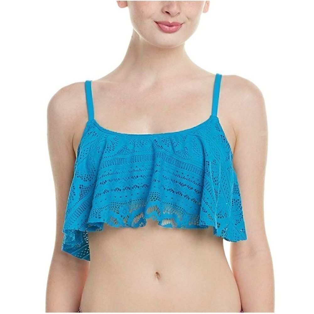 KENNETH COLE SUNS OUT CROCHET BUNS FLOUNCE TOP